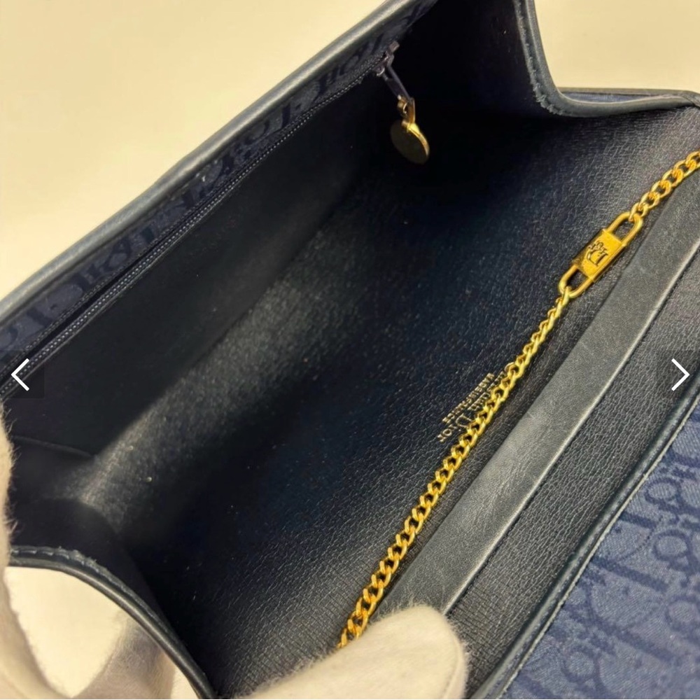 Dior Midnight Blue Monogram Clutch with Gold Chain - Picture 9 of 10